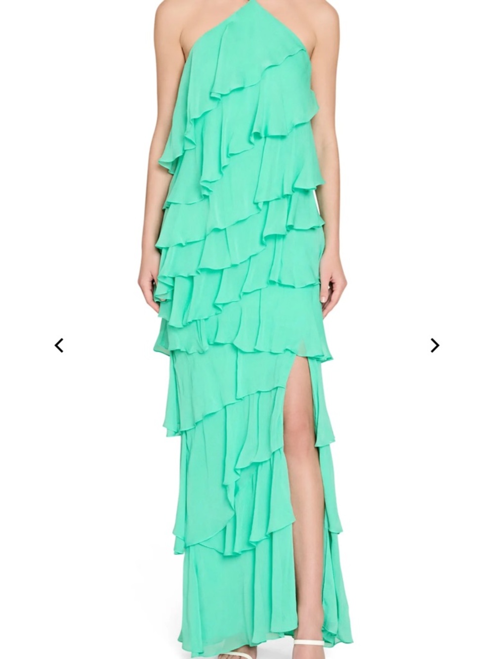 Amanda Uprichard Mint Green Ruffled Maxi Dress
